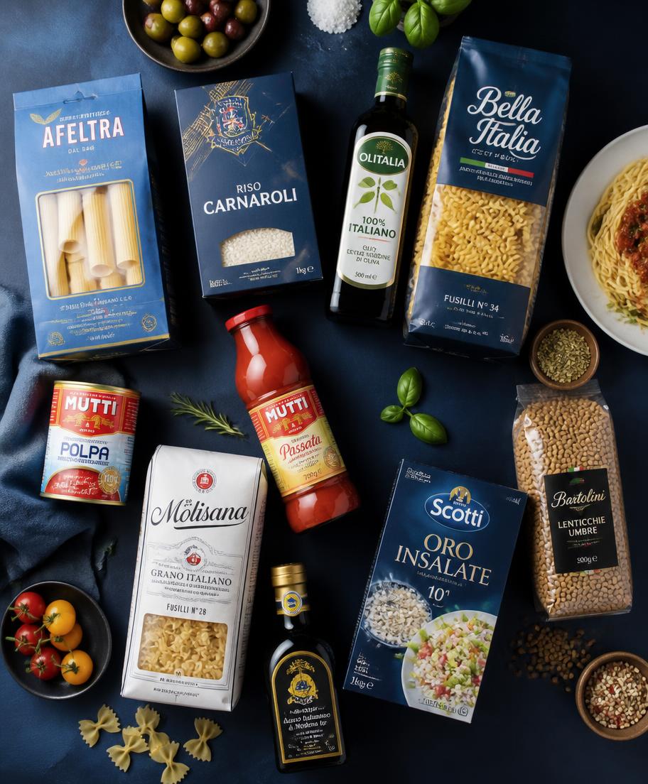 Dry pasta, rice, oils and shelf-stable gourmet goods